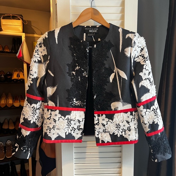 Sachin + Babi Black and White Floral Blazer Resort 2017 - Picture 5 of 12